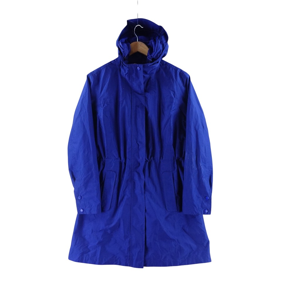 LL Bean Women Medium Pet Primaloft Insulated Rain Parka Blue Hooded Jacket
